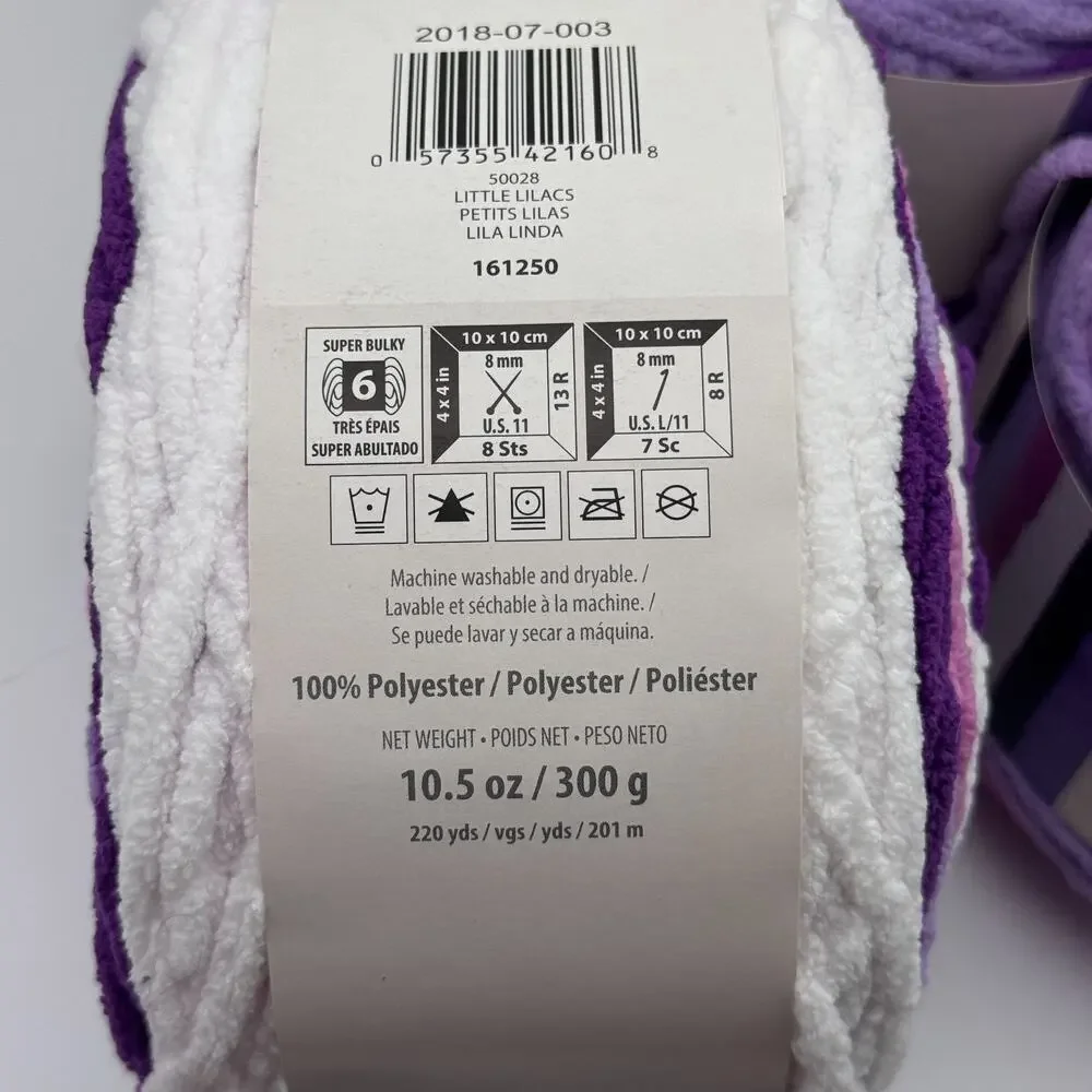 Bernat Baby Blanket Stripes Yarn Lot of 5 x 10.5 oz Joann Exclusive Little Lilac